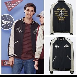 🌶️ NWOT Disney Uniqlo Mickey mouse travels world tour varsity bomber jacket